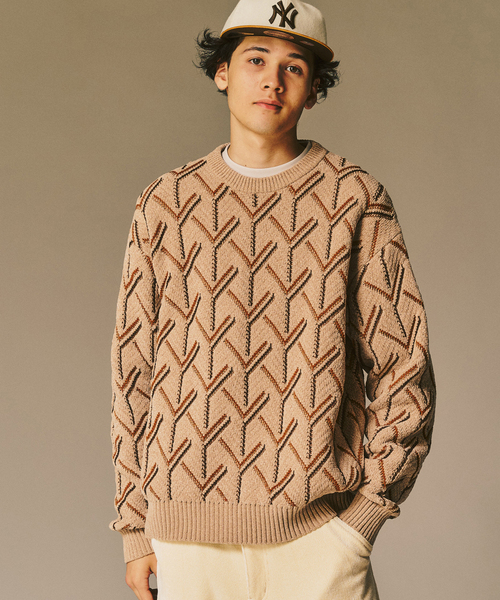 417 EDIFICE（フォーワンセブンエディフィス）の「ジオメ ジャガードニットクルー（ニット/セーター・メンズ・オレンジ/ベージュ/ブラック・MEDIUM/LARGE）」の13枚目の写真