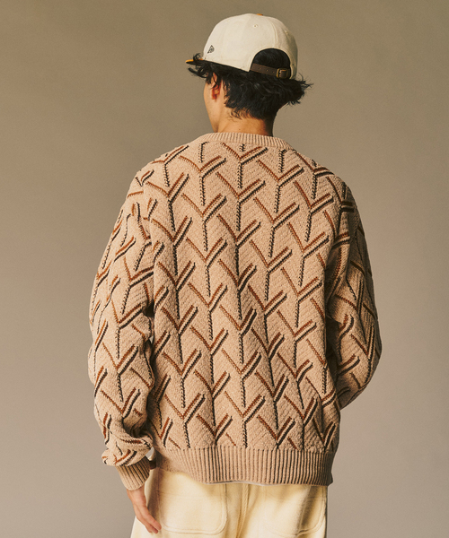 417 EDIFICE（フォーワンセブンエディフィス）の「ジオメ ジャガードニットクルー（ニット/セーター・メンズ・オレンジ/ベージュ/ブラック・MEDIUM/LARGE）」の15枚目の写真
