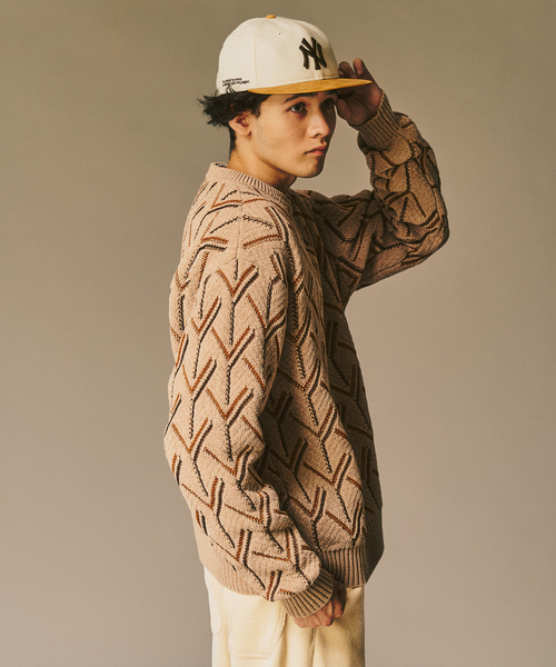417 EDIFICE（フォーワンセブンエディフィス）の「ジオメ ジャガードニットクルー（ニット/セーター・メンズ・オレンジ/ベージュ/ブラック・MEDIUM/LARGE）」の16枚目の写真