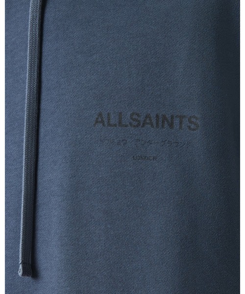 ALLSAINTS(オールセインツ)の「UNDERGROUND PULLOVER LOGO HOODIE | アンダーグラウンド プルオーバー ロゴ フーディー(パーカー・メンズ・ブルー系その他・XS/S/M/L/XL)」の6枚目の写真
