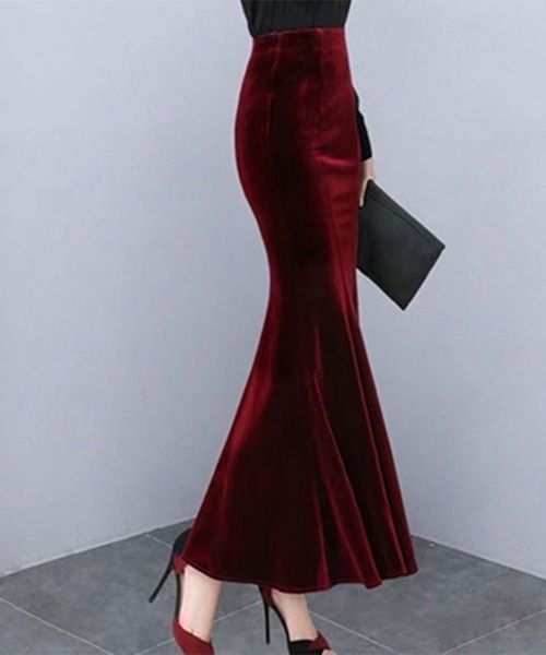SallyLunn（サリーラン）の「マーメイドベロアスカート（スカート・レディース・ブラック/レッド・L/M）」の3枚目の写真