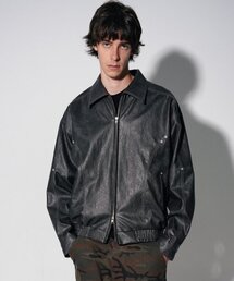 BAUF（バウフ）の「ユニセックス ポルナート カーブドレザー ジャケット [チャコール]（ライダースジャケット）」