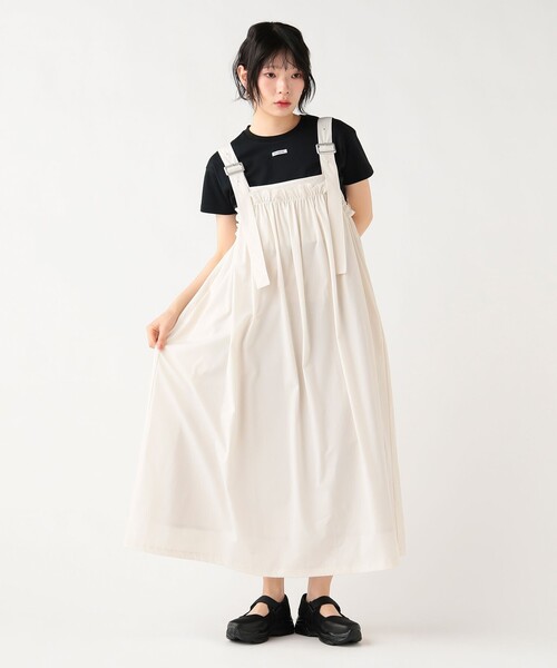 BEAMS HEART（ビームスハート）の「2WAY ギャザー ジャンパースカート（ワンピース・レディース・ホワイト系その他5/ベージュ/オリーブ/ブラック・FREE）」の2枚目の写真
