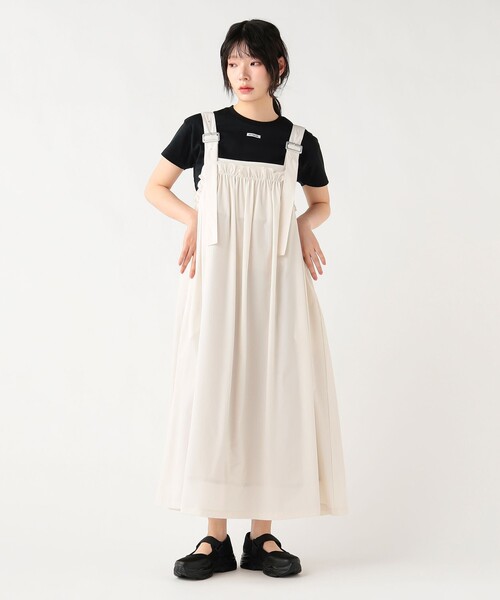 BEAMS HEART（ビームスハート）の「2WAY ギャザー ジャンパースカート（ワンピース・レディース・ホワイト系その他5/ベージュ/オリーブ/ブラック・FREE）」の8枚目の写真