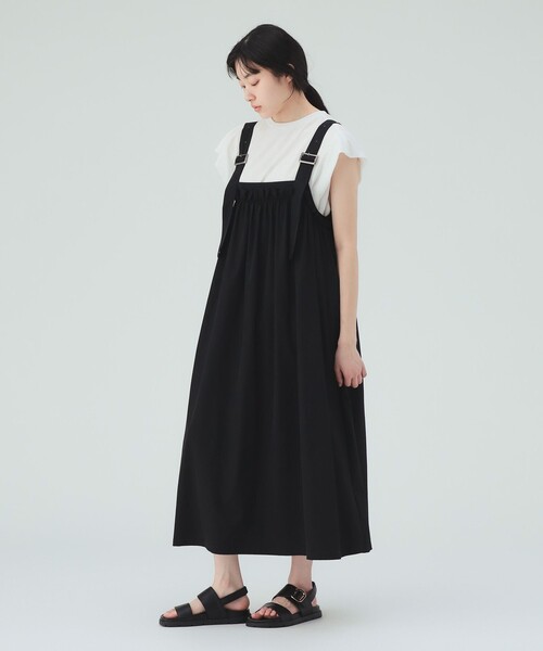 BEAMS HEART(ビームスハート)の「ギャザー ジャンパースカート(ワンピース・レディース・ホワイト系その他5/ベージュ/オリーブ/ブラック・FREE)」の6枚目の写真