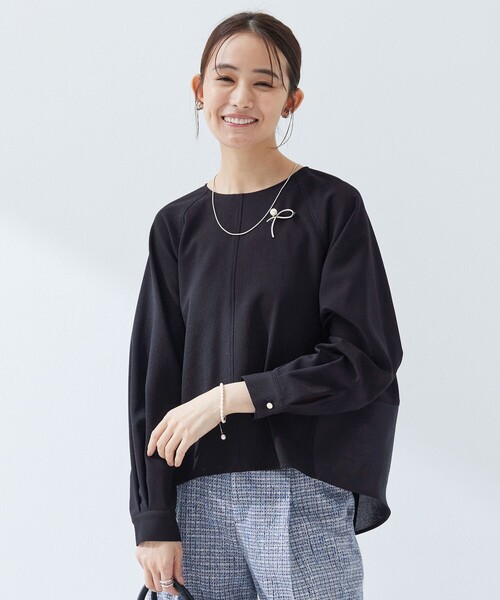 green label relaxing（グリーンレーベルリラクシング）の「［size SHORTあり］fleurie(フルリー) フォルム プルオーバー ブラウス（シャツ/ブラウス・レディース・オフホワイト/ライム/ネイビー/ブラック・FREE/SHORT）」の4枚目の写真