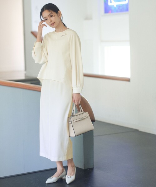 green label relaxing（グリーンレーベルリラクシング）の「［size SHORTあり］fleurie(フルリー) フォルム プルオーバー ブラウス（シャツ/ブラウス・レディース・オフホワイト/ライム/ネイビー/ブラック・FREE/SHORT）」の7枚目の写真