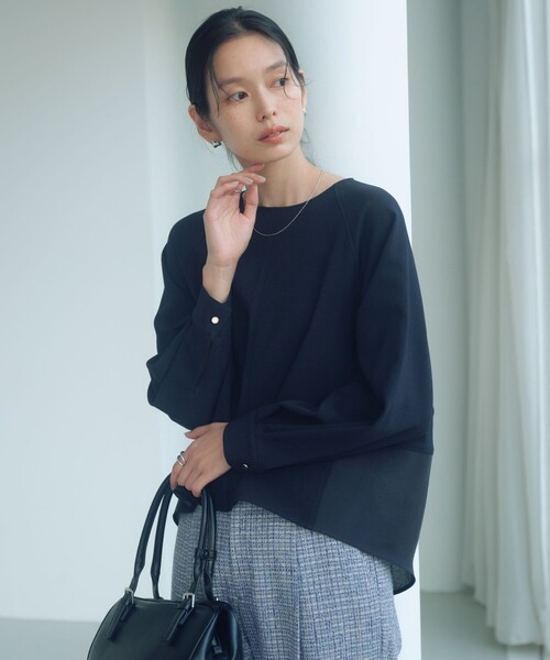 green label relaxing（グリーンレーベルリラクシング）の「［size SHORTあり］fleurie(フルリー) フォルム プルオーバー ブラウス（シャツ/ブラウス・レディース・オフホワイト/ライム/ネイビー/ブラック・FREE/SHORT）」の8枚目の写真