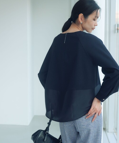 green label relaxing（グリーンレーベルリラクシング）の「［size SHORTあり］fleurie(フルリー) フォルム プルオーバー ブラウス（シャツ/ブラウス・レディース・オフホワイト/ライム/ネイビー/ブラック・FREE/SHORT）」の9枚目の写真