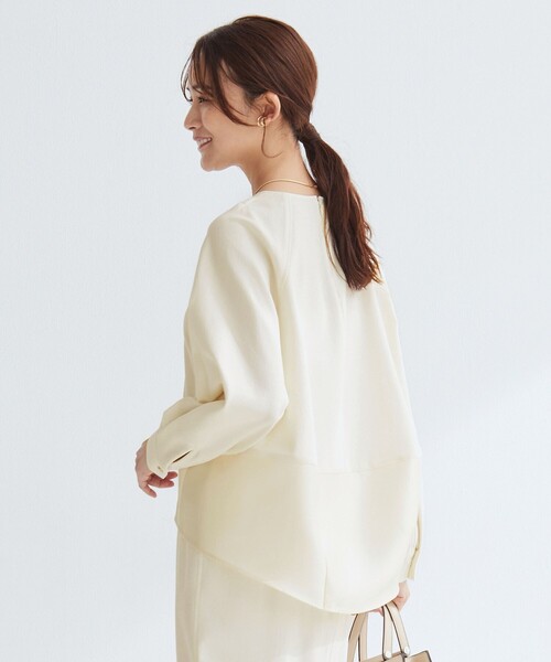 green label relaxing（グリーンレーベルリラクシング）の「［size SHORTあり］fleurie(フルリー) フォルム プルオーバー ブラウス（シャツ/ブラウス・レディース・オフホワイト/ライム/ネイビー/ブラック・FREE/SHORT）」の15枚目の写真