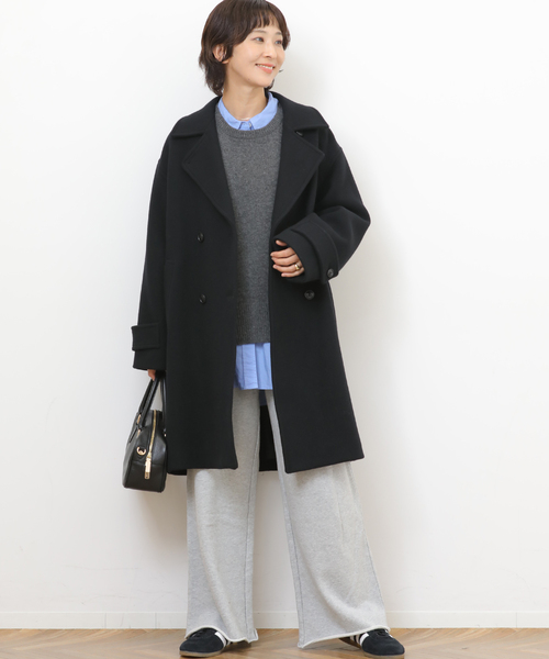 JOURNAL STANDARD relume(ジャーナルスタンダード レリューム)の「《追加》ピュアラムロングコクーンコート(ピーコート・レディース・ブラック/カーキ・38/36)」の3枚目の写真