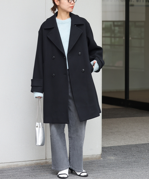セール】《追加》ピュアラムロングコクーンコート（ピーコート