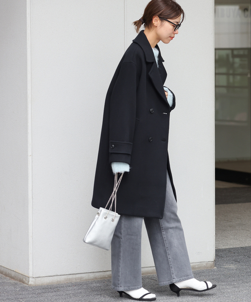 JOURNAL STANDARD relume(ジャーナルスタンダード レリューム)の「《追加》ピュアラムロングコクーンコート(ピーコート・レディース・ブラック/カーキ・38/36)」の10枚目の写真