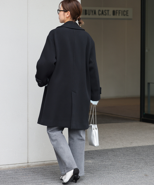 JOURNAL STANDARD relume(ジャーナルスタンダード レリューム)の「《追加》ピュアラムロングコクーンコート(ピーコート・レディース・ブラック/カーキ・38/36)」の11枚目の写真