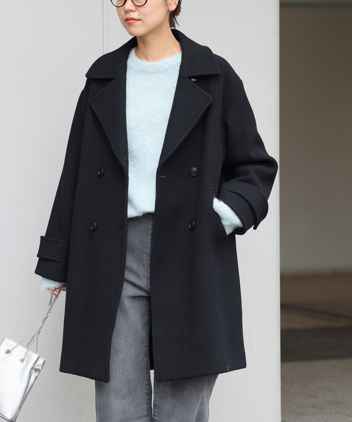 JOURNAL STANDARD relume(ジャーナルスタンダード レリューム)の「《追加》ピュアラムロングコクーンコート(ピーコート・レディース・ブラック/カーキ・38/36)」の12枚目の写真