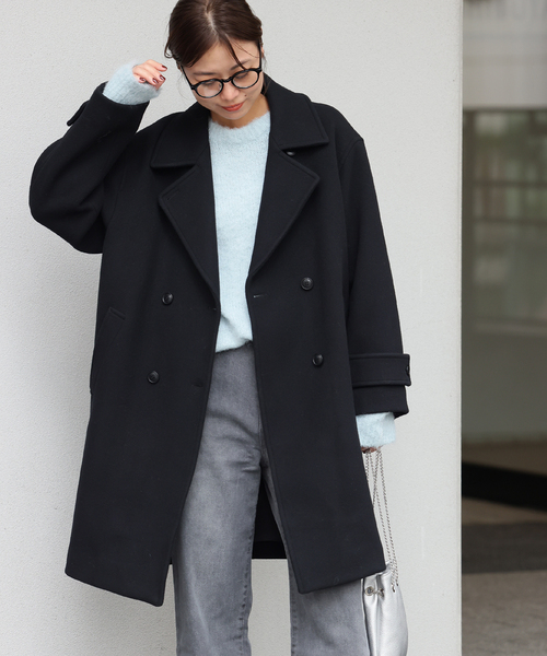 JOURNAL STANDARD relume(ジャーナルスタンダード レリューム)の「《追加》ピュアラムロングコクーンコート(ピーコート・レディース・ブラック/カーキ・38/36)」の13枚目の写真