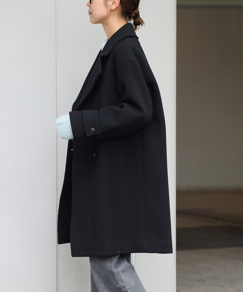 JOURNAL STANDARD relume(ジャーナルスタンダード レリューム)の「《追加》ピュアラムロングコクーンコート(ピーコート・レディース・ブラック/カーキ・38/36)」の14枚目の写真