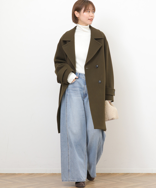 JOURNAL STANDARD relume(ジャーナルスタンダード レリューム)の「《追加》ピュアラムロングコクーンコート(ピーコート・レディース・ブラック/カーキ・38/36)」の16枚目の写真