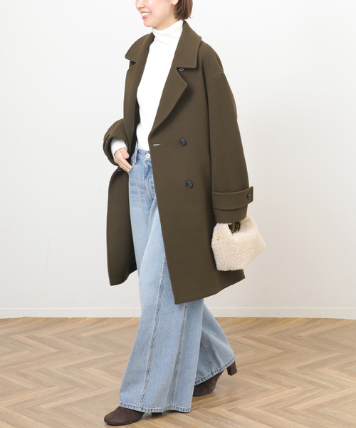 JOURNAL STANDARD relume(ジャーナルスタンダード レリューム)の「《追加》ピュアラムロングコクーンコート(ピーコート・レディース・ブラック/カーキ・38/36)」の17枚目の写真