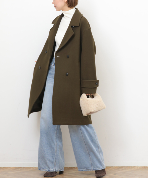 JOURNAL STANDARD relume(ジャーナルスタンダード レリューム)の「《追加》ピュアラムロングコクーンコート(ピーコート・レディース・ブラック/カーキ・38/36)」の19枚目の写真