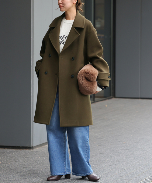 JOURNAL STANDARD relume(ジャーナルスタンダード レリューム)の「《追加》ピュアラムロングコクーンコート(ピーコート・レディース・ブラック/カーキ・38/36)」の22枚目の写真