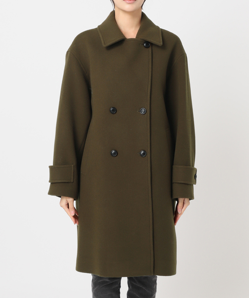 ピュアラムロングコクーンコート カーキ ベイクルーズ　ウールコート　ピーコート 追加》ピュアラムロングコクーンコート｜ジャーナルスタンダード