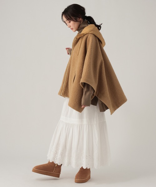 Elura（エルーラ）の「カーリーシャギーポンチョ/632315（ポンチョ・レディース・グレー/キャメル・FREE）」の4枚目の写真