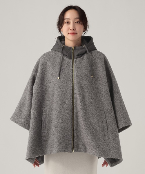 シーニュ グレー スカラップポンチョ cygne シーニュ スカラップケープ