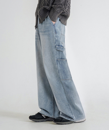 LEMAIN SECOND（リメインセカンド）の「Vintage catwash wide carpenter denim banding pants [light blue]（デニムパンツ）」
