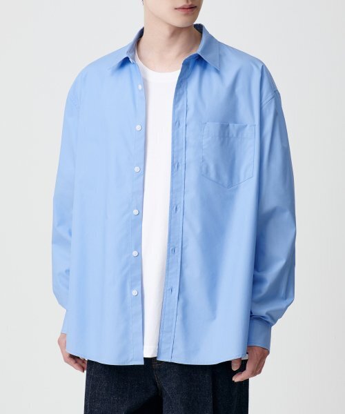MUSINSA STANDARD（ムシンサスタンダード）の「オーバーサイズポプリンシャツ[ソックスブルー]（シャツ/ブラウス・メンズ・その他・XX-LARGE/LARGE/MEDIUM/SMALL/X-LARGE）」の2枚目の写真