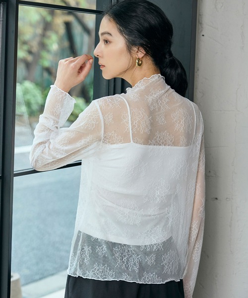 セール】シースルートップス シアートップス 長袖 ハイネック インナー