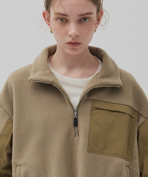 PUBLIC TOKYO(パブリックトウキョウ)の「コンビハーフジッププルオーバー(パーカー・レディース・カーキ/ネイビー・FREE)」の9枚目の写真