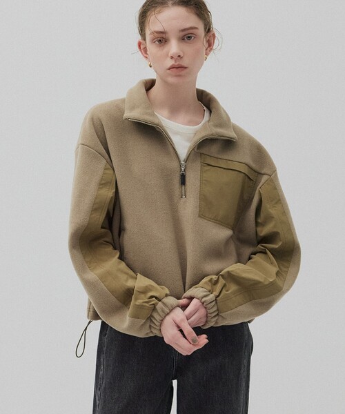 PUBLIC TOKYO(パブリックトウキョウ)の「コンビハーフジッププルオーバー(パーカー・レディース・カーキ/ネイビー・FREE)」の2枚目の写真