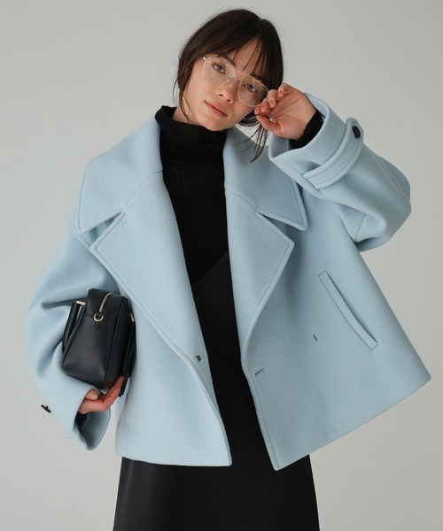 BABYLONE(バビロン)の「モッサショートコート(ピーコート・レディース・ネイビー/サックスブルー/クリーム・フリー)」の3枚目の写真