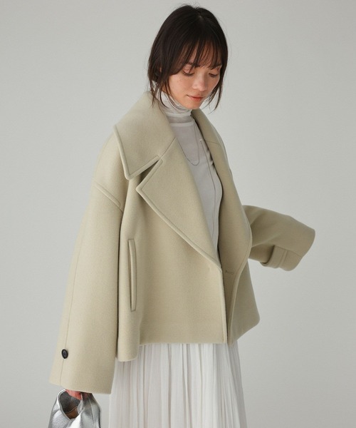 BABYLONE(バビロン)の「モッサショートコート(ピーコート・レディース・ネイビー/サックスブルー/クリーム・フリー)」の1枚目の写真