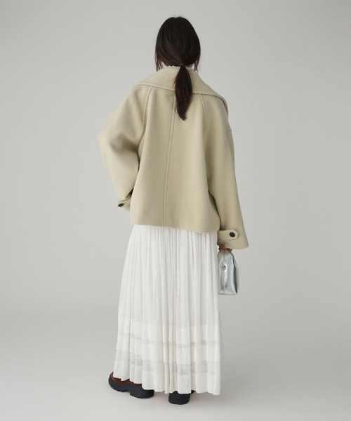 BABYLONE(バビロン)の「モッサショートコート(ピーコート・レディース・ネイビー/サックスブルー/クリーム・フリー)」の13枚目の写真