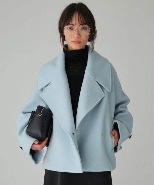 BABYLONE(バビロン)の「モッサショートコート(ピーコート・レディース・ネイビー/サックスブルー/クリーム・フリー)」の14枚目の写真