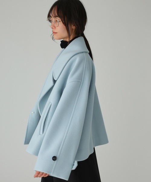 BABYLONE(バビロン)の「モッサショートコート(ピーコート・レディース・ネイビー/サックスブルー/クリーム・フリー)」の15枚目の写真