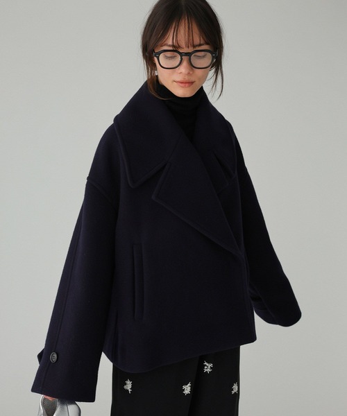 BABYLONE(バビロン)の「モッサショートコート(ピーコート・レディース・ネイビー/サックスブルー/クリーム・フリー)」の20枚目の写真