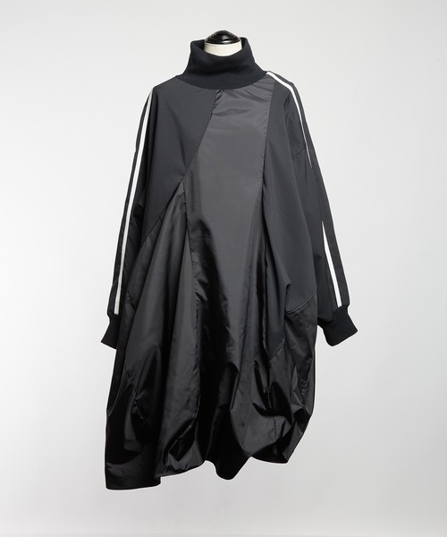 gomme（ゴム）の「ハイネックタフタワンピース（ワンピース・レディース・ブラック/チャコールグレー・MEDIUM）」の9枚目の写真