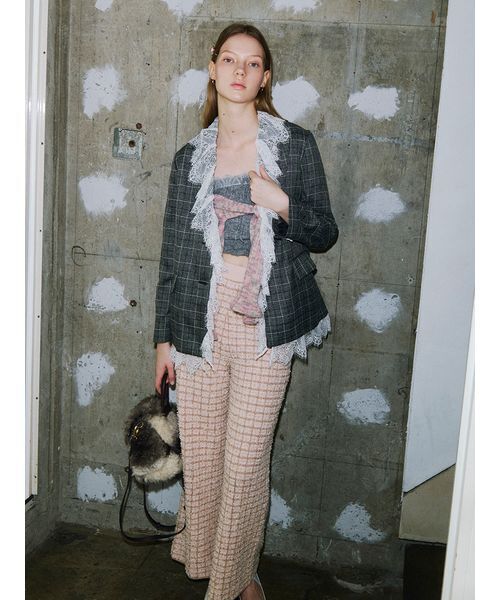 LILY BROWN(リリーブラウン)の「2wayヴィンテージライクレースジャケット(その他アウター・レディース・チェック/ネイビー/オリーブ・F)」の6枚目の写真