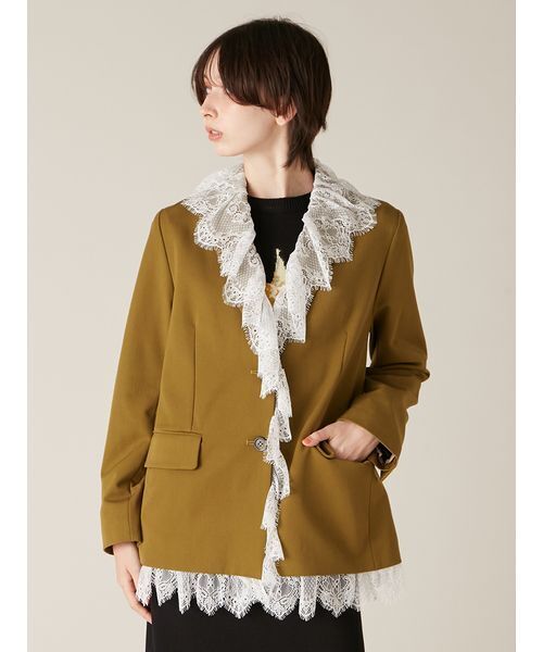 LILY BROWN(リリーブラウン)の「2wayヴィンテージライクレースジャケット(その他アウター・レディース・チェック/ネイビー/オリーブ・F)」の7枚目の写真