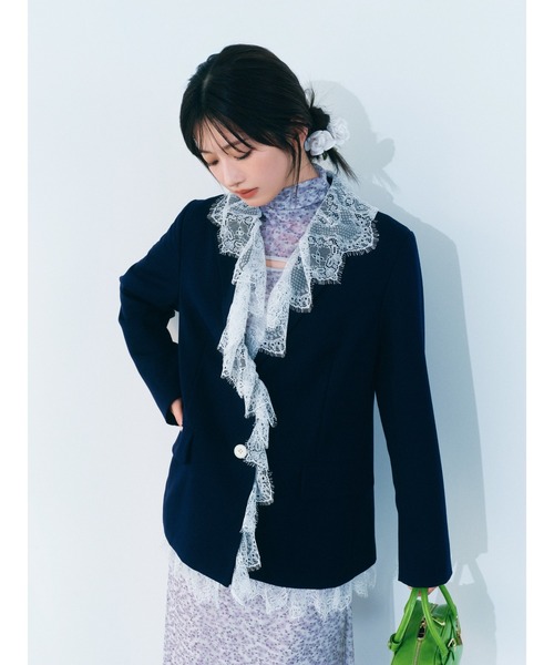 LILY BROWN(リリーブラウン)の「2wayヴィンテージライクレースジャケット(その他アウター・レディース・チェック/ネイビー/オリーブ・F)」の4枚目の写真