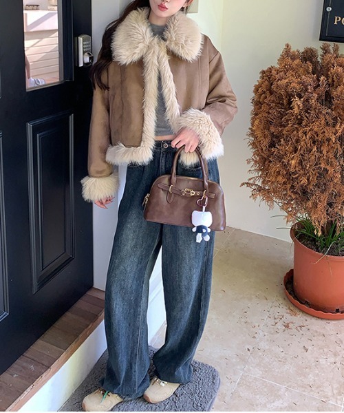 Y2K ファー フェイクムートン ジャケット（ムートンコート）｜gossip