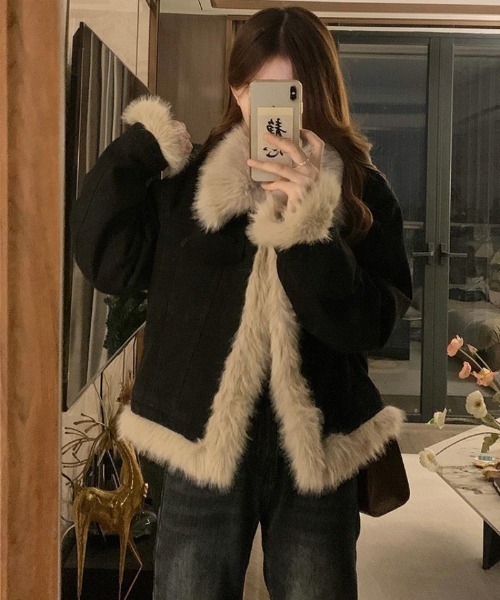 セール】Y2K ファー フェイクムートン ジャケット（ムートンコート