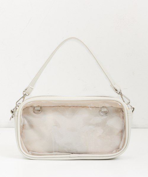 LOWELL things（ロウェル　シングス）の「【推し活】オシゴト/マルチポーチバッグ/ぬいポーチ/ハンドル付き/推し活ポーチ（トートバッグ・レディース・ブラック/オフホワイト・フリー）」の5枚目の写真