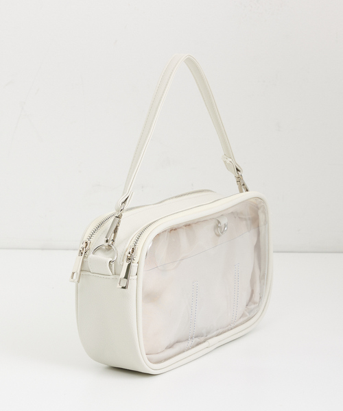 LOWELL things（ロウェル　シングス）の「【推し活】オシゴト/マルチポーチバッグ/ぬいポーチ/ハンドル付き/推し活ポーチ（トートバッグ・レディース・ブラック/オフホワイト・フリー）」の6枚目の写真