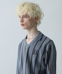 HARE | ラインゲームシャツニットプルオーバー(HARE)(ニット/セーター)