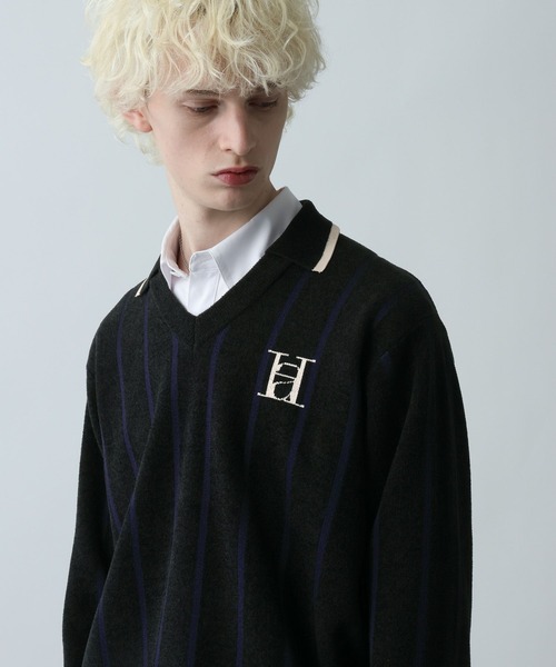 HARE（ハレ）の「ラインゲームシャツニットプルオーバー(HARE)（ニット/セーター・メンズ・ブラック/ブルー・FREE）」の12枚目の写真