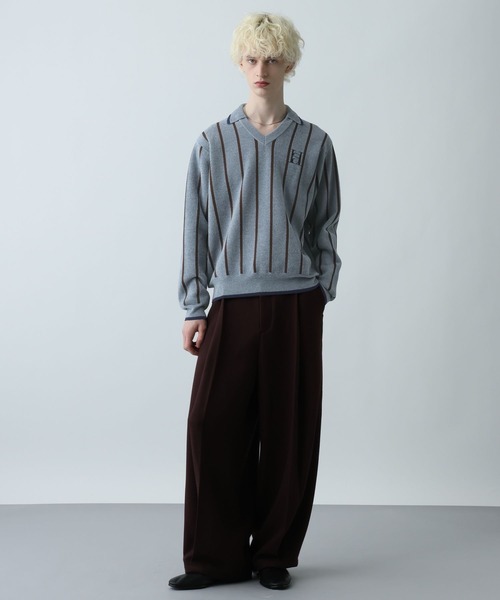 HARE（ハレ）の「ラインゲームシャツニットプルオーバー(HARE)（ニット/セーター・メンズ・ブラック/ブルー・FREE）」の6枚目の写真